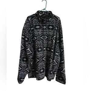 NWT Chaps Black and White Geometric Zip Up Sweater